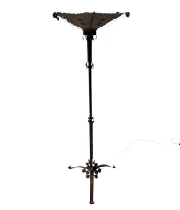 Art Deco Patinated Wrought Iron Floor Lamp, 1930s